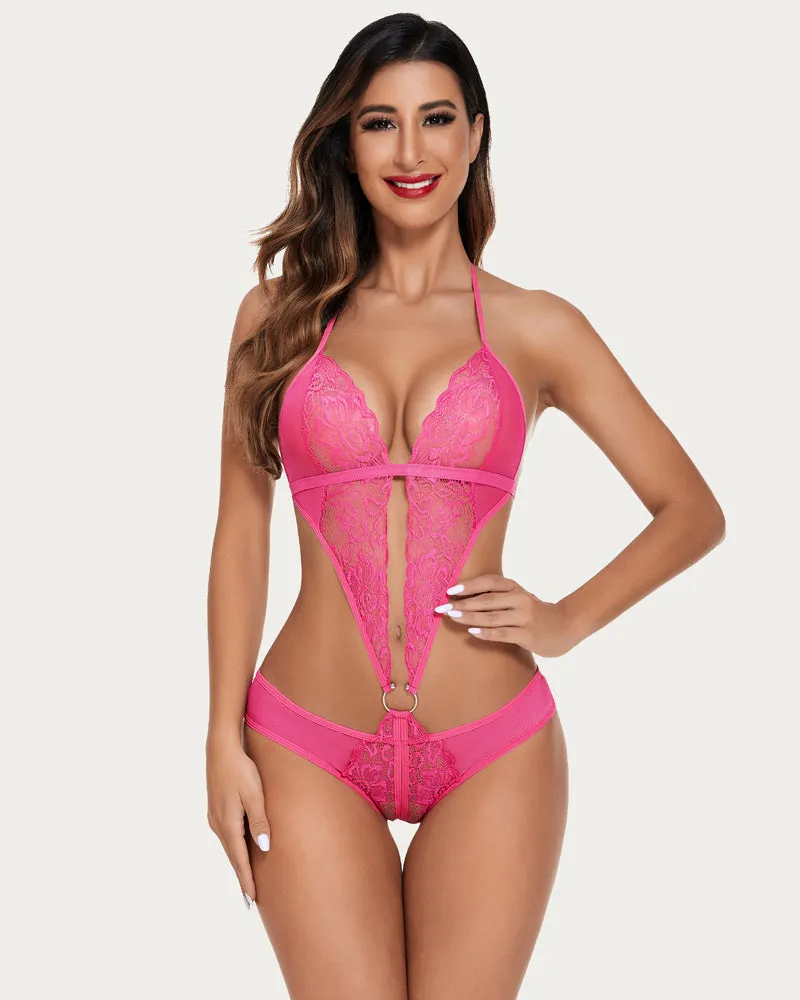 Christmas Deep V Lingerie Lace Teddy