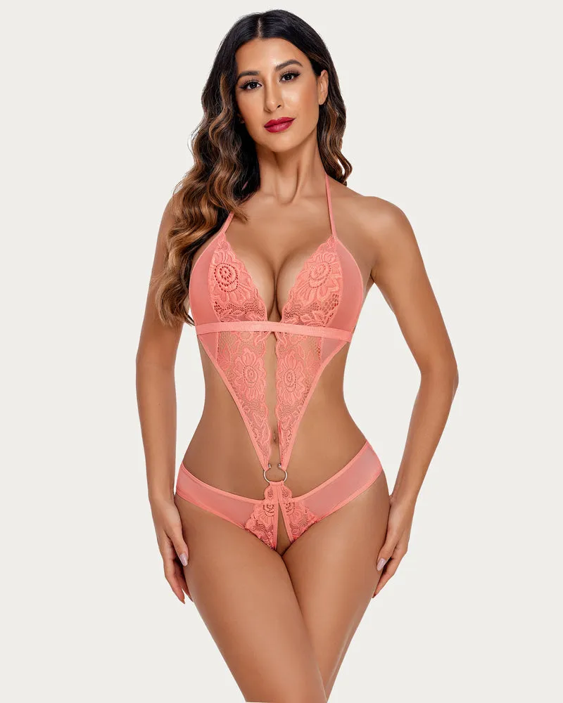 Christmas Deep V Lingerie Lace Teddy