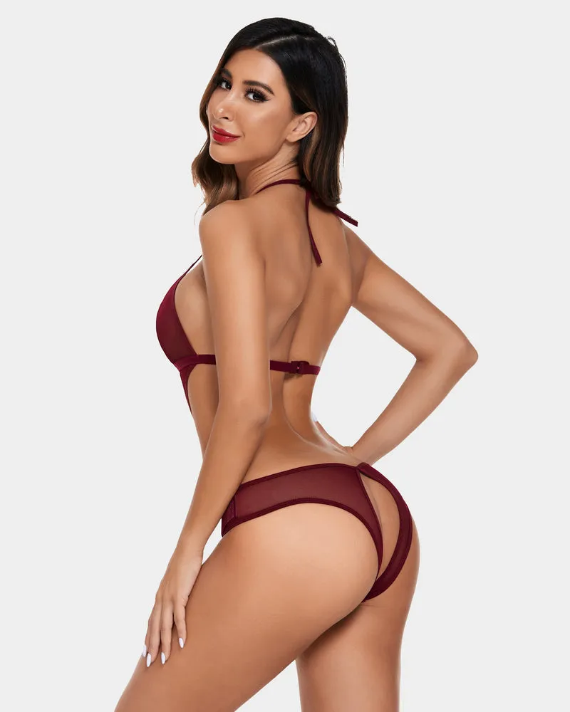 Christmas Deep V Lingerie Lace Teddy