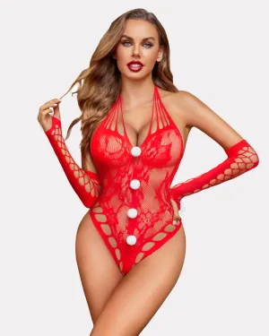 Christmas Fishnet Mesh Bodysuit