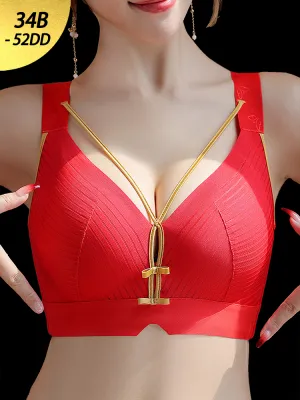 Cute Solid Color Sexy Side Support Wireless Bra
