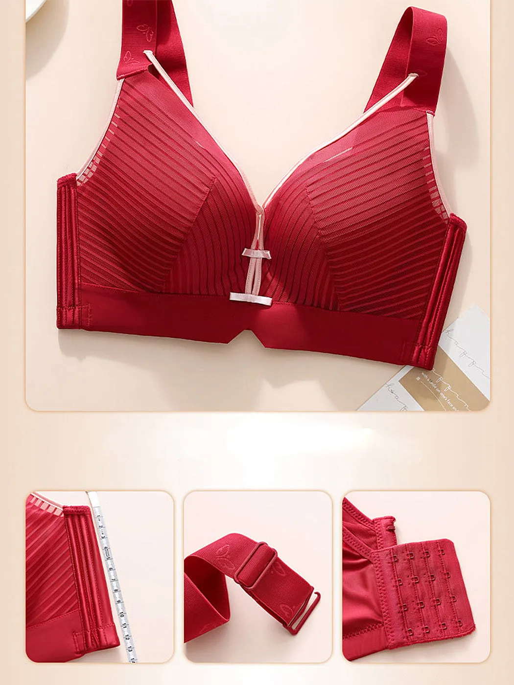 Cute Solid Color Sexy Side Support Wireless Bra