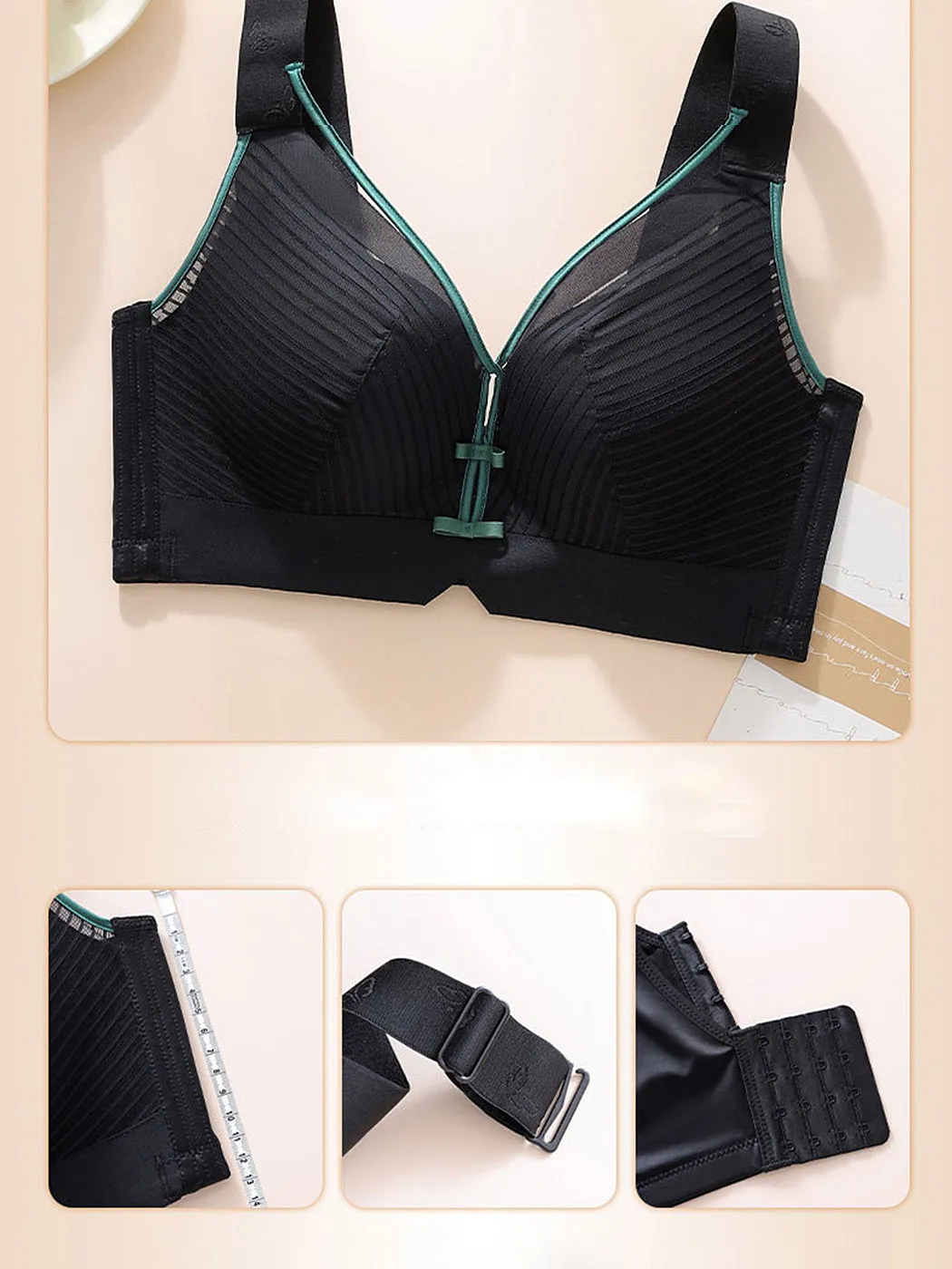 Cute Solid Color Sexy Side Support Wireless Bra