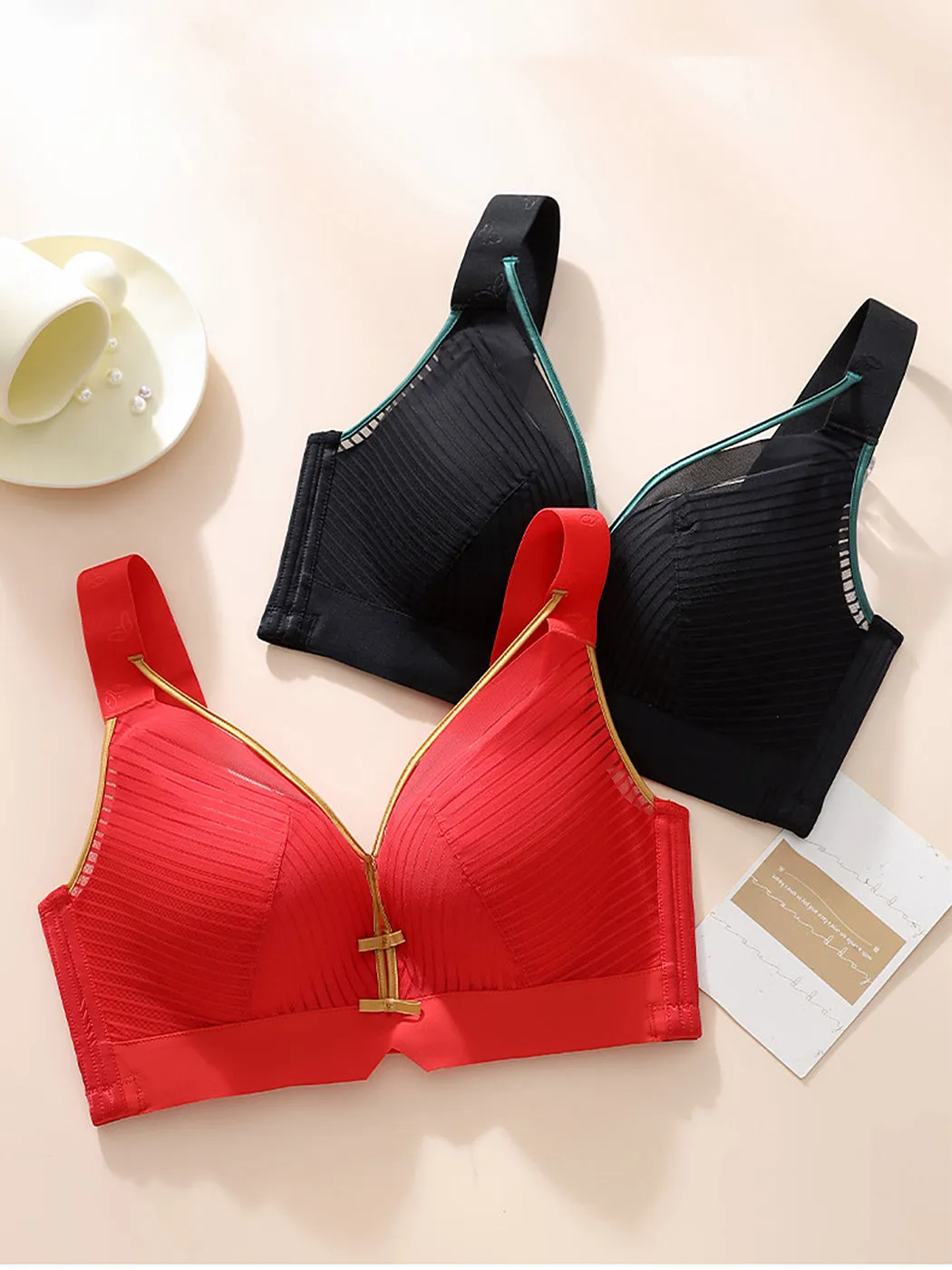 Cute Solid Color Sexy Side Support Wireless Bra