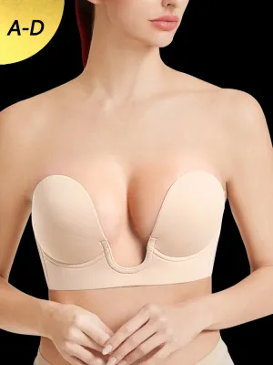 Deep U-Shaped Invisible Strapless Sticky Adhesive Bra