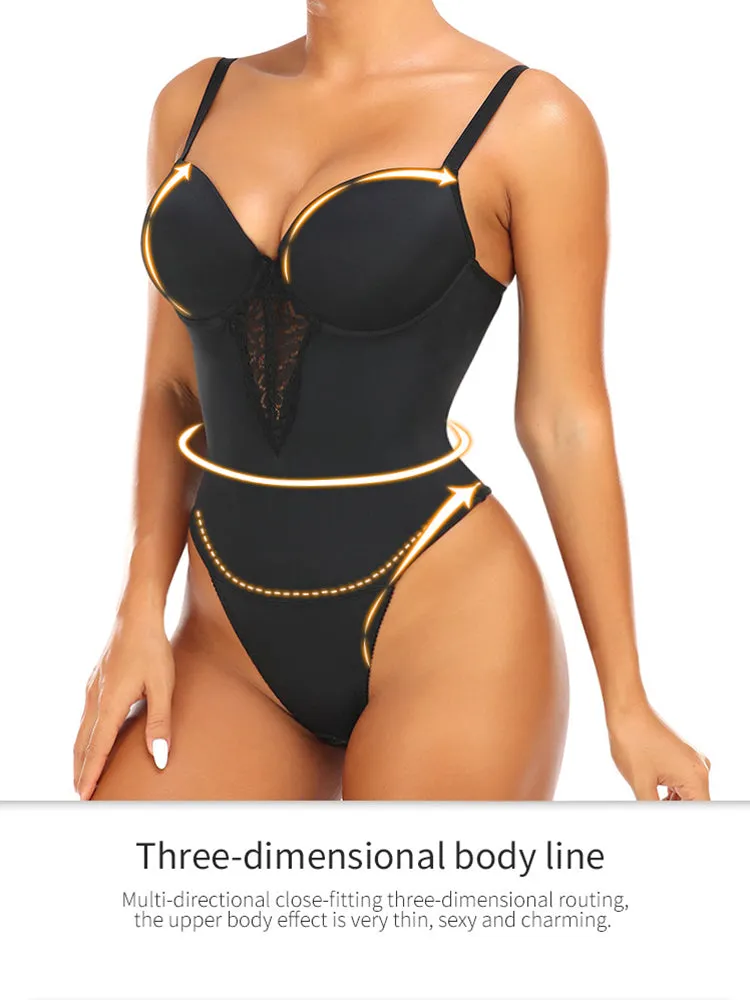 Deep V Slimming Thong Bodysuit Shapewear