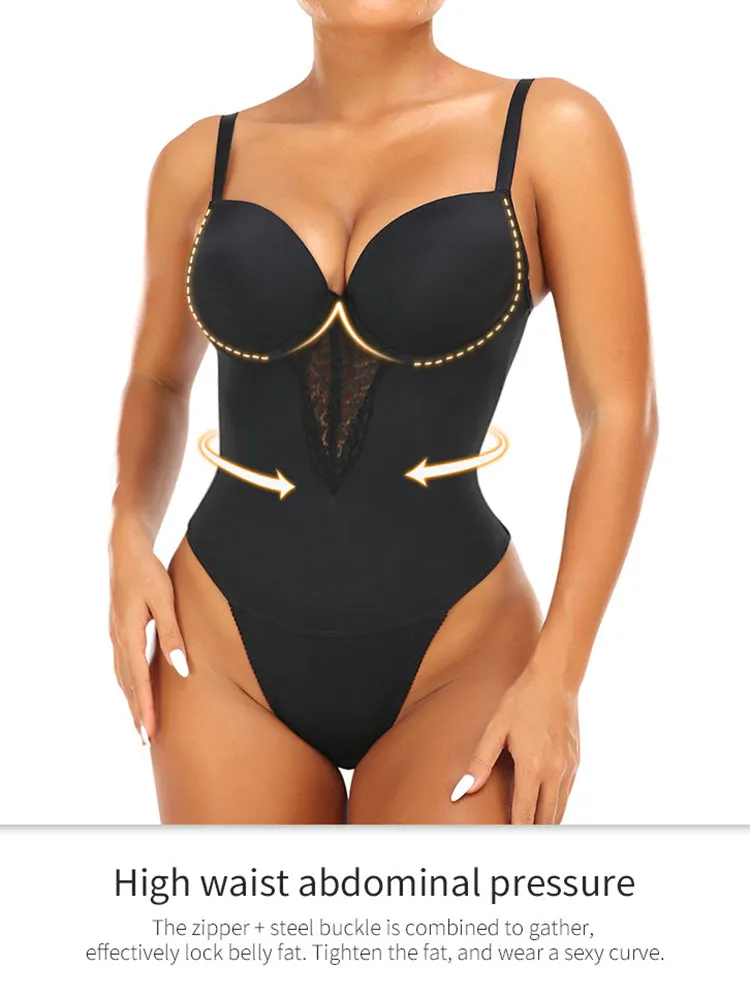 Deep V Slimming Thong Bodysuit Shapewear