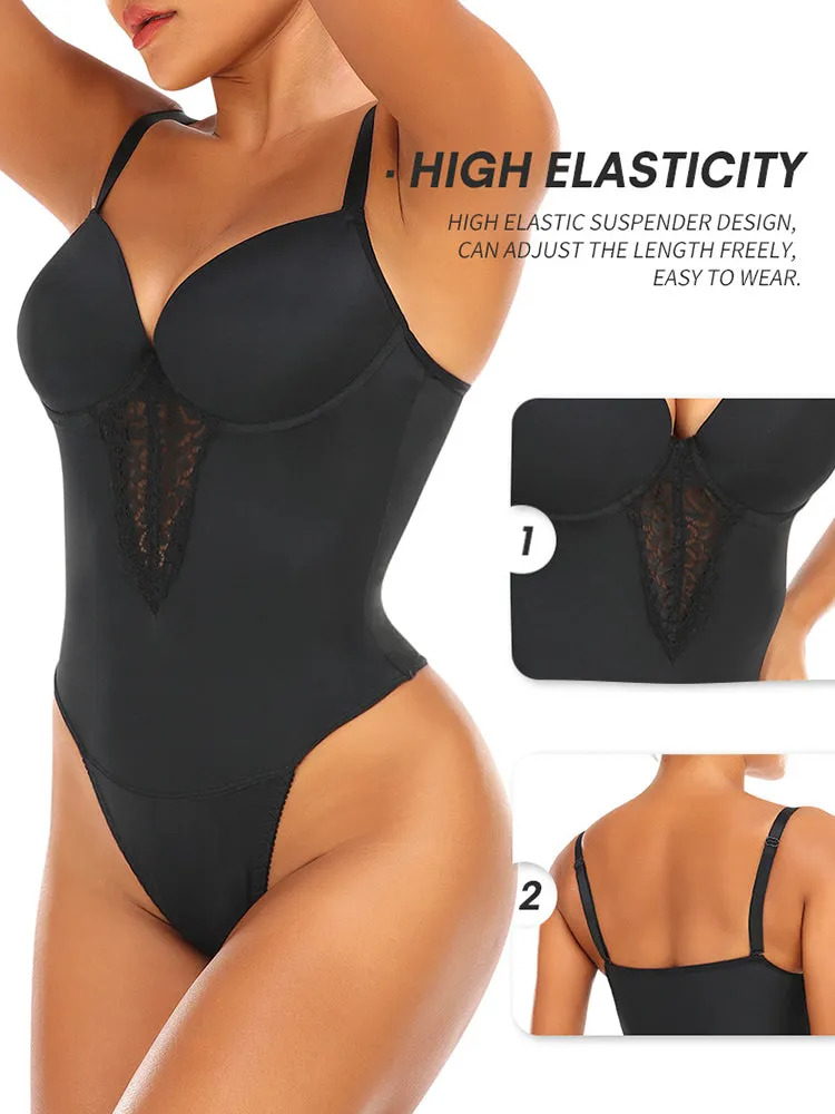 Deep V Slimming Thong Bodysuit Shapewear