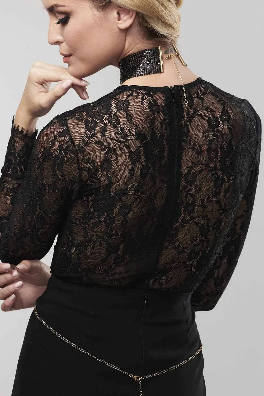Désir Métallique Metallic Mesh Chain Collar Black