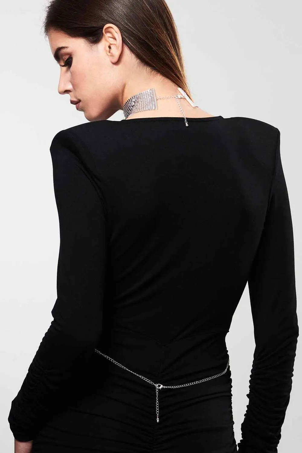 Désir Métallique Metallic Mesh Chain Collar Silver