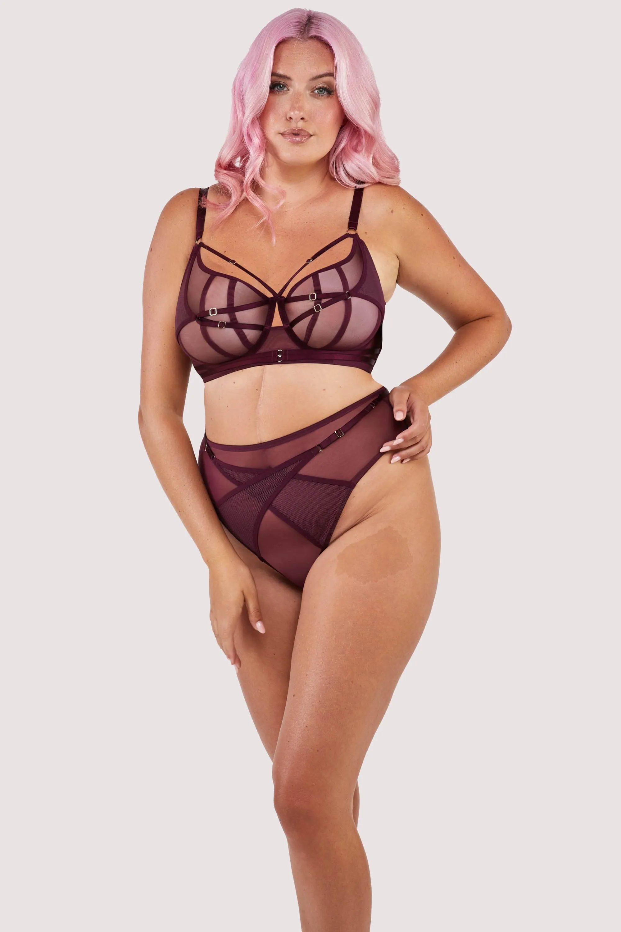 Eddie Wine Crossover Balconette Bra