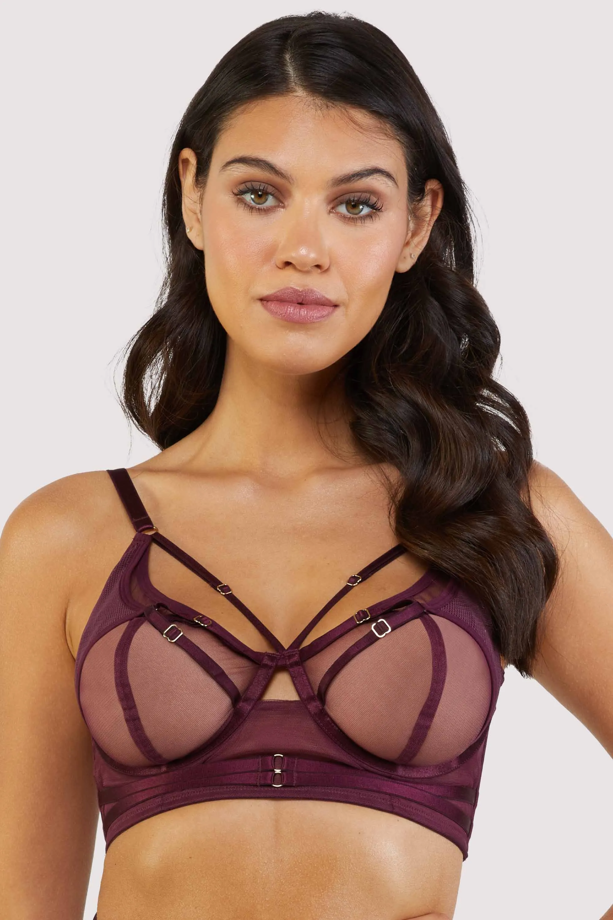 Eddie Wine Crossover Balconette Bra