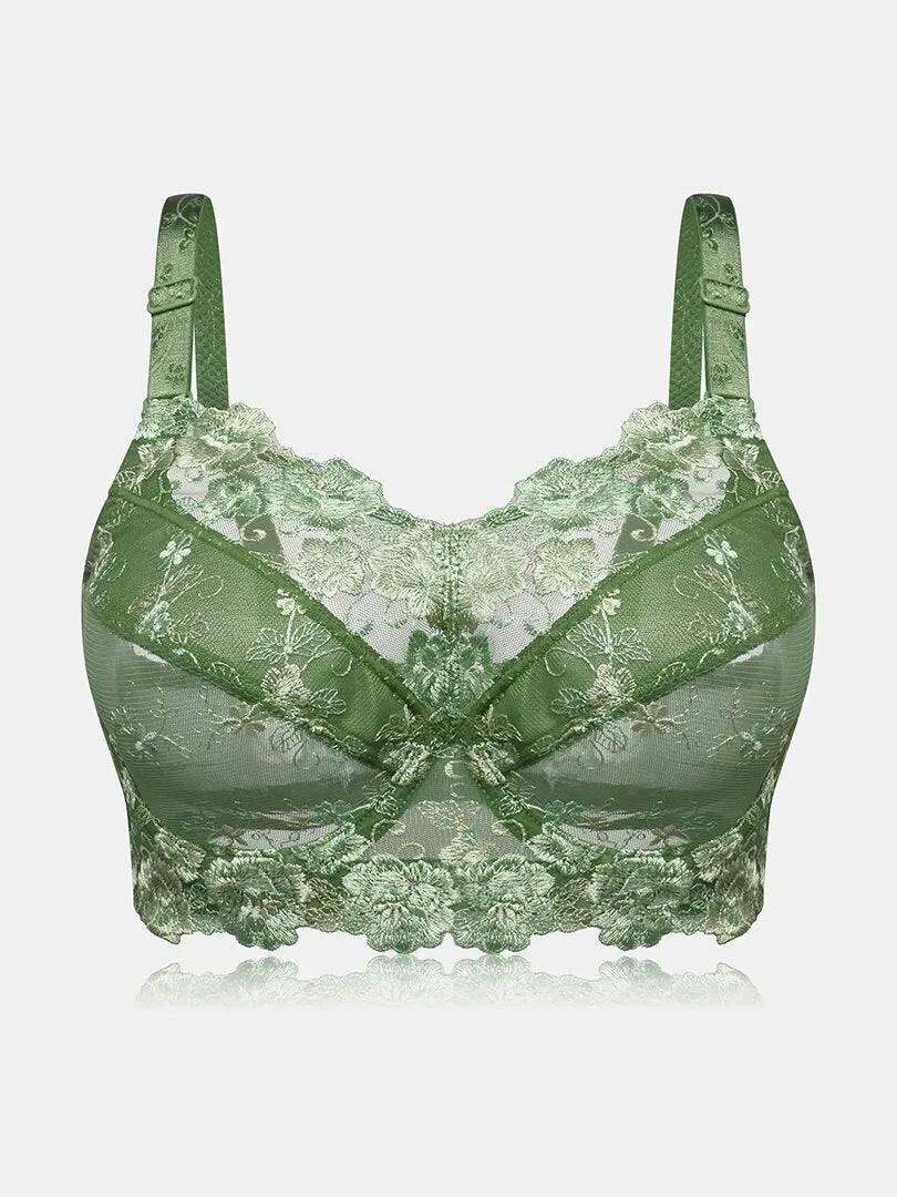 Embroidery Floral Sexy See Through Sheer Push Up Bras