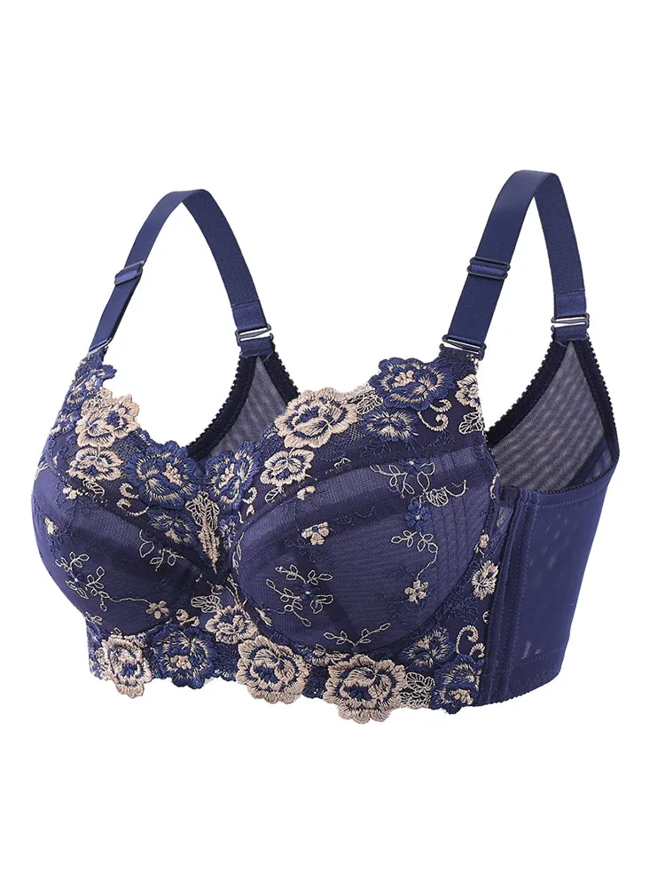 Embroidery Lace Full Cup Side Support Bras