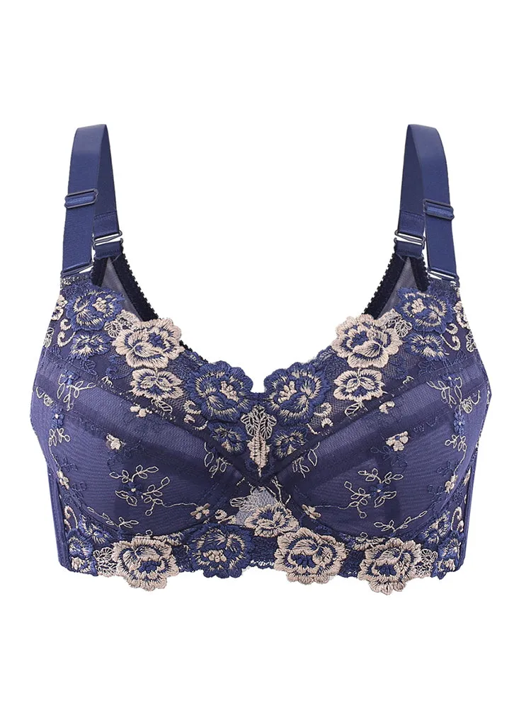 Embroidery Lace Full Cup Side Support Bras