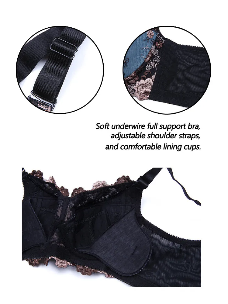 Embroidery Lace Full Cup Side Support Bras