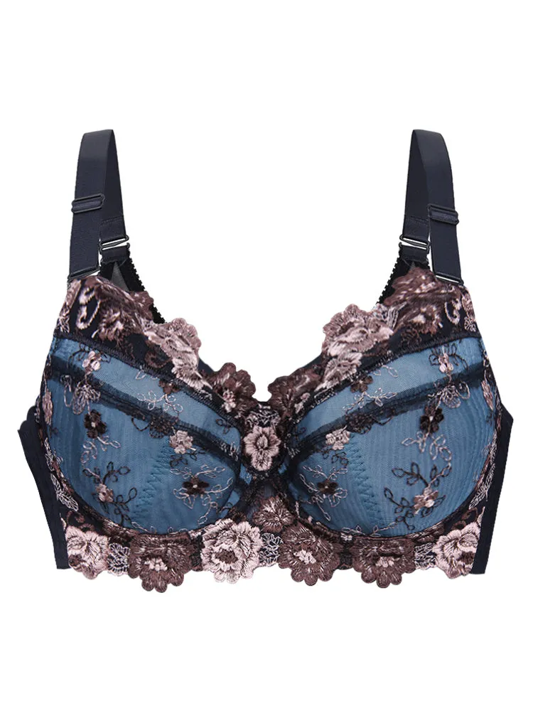Embroidery Lace Full Cup Side Support Bras