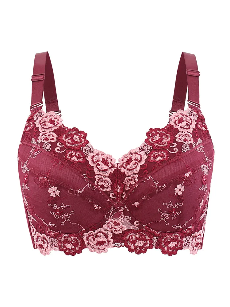 Embroidery Lace Full Cup Side Support Bras