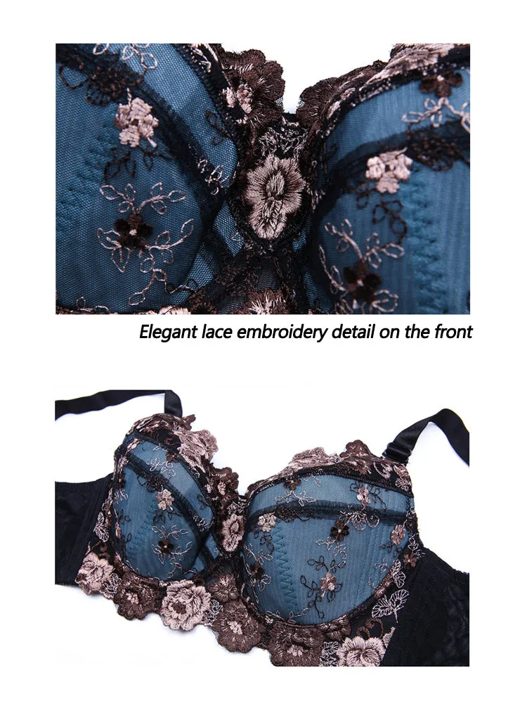 Embroidery Lace Full Cup Side Support Bras