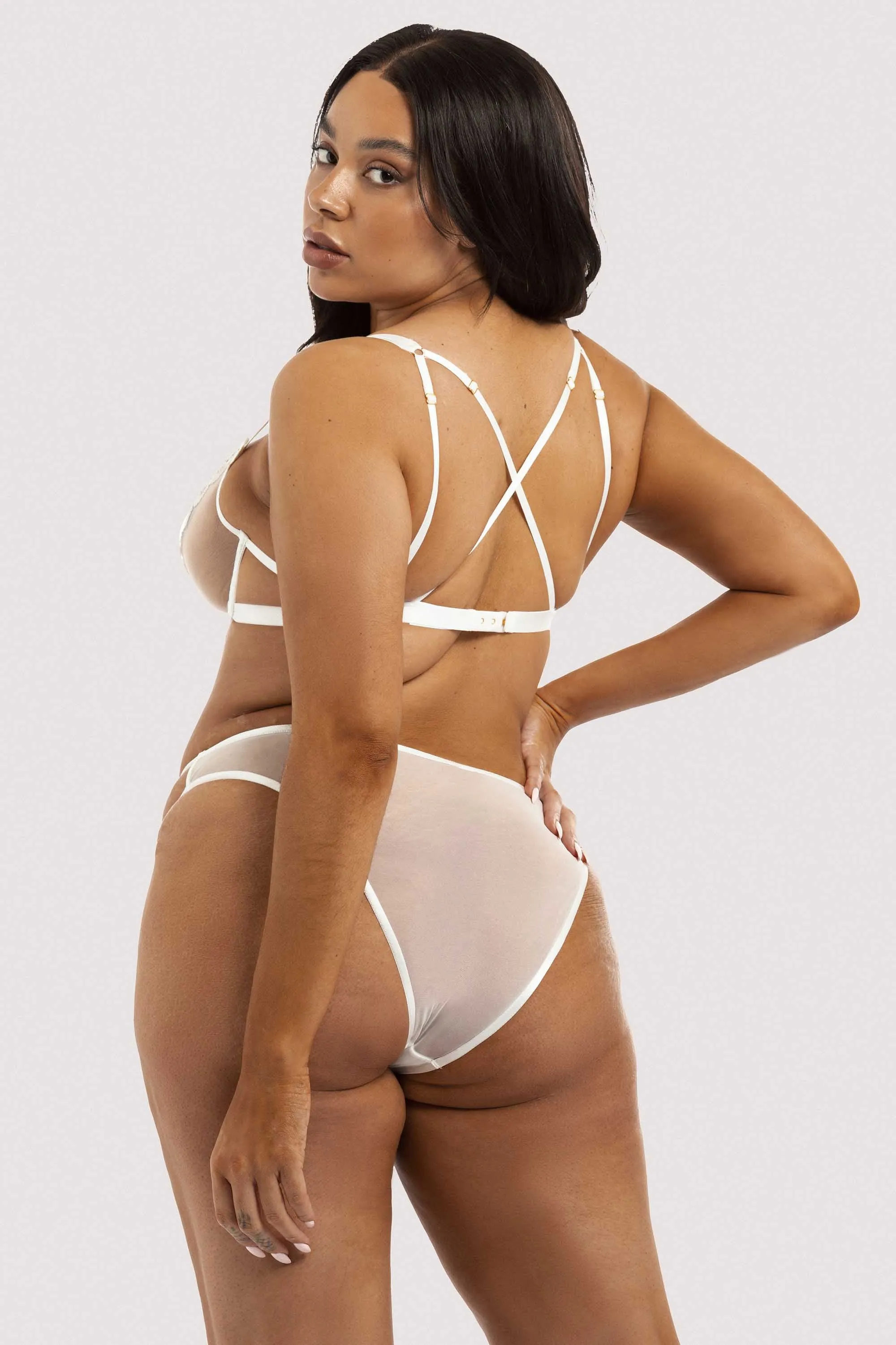 Esther White Lace Applique Brief