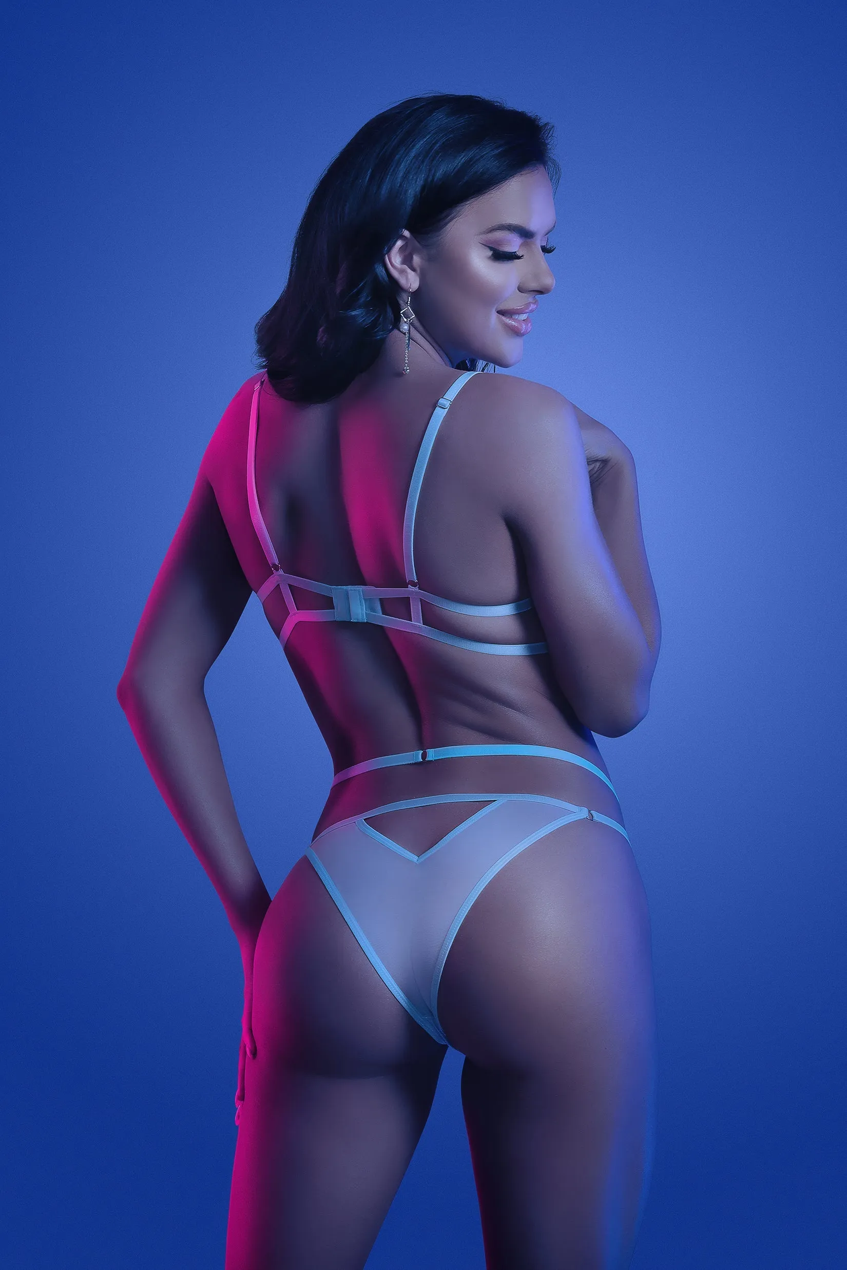 Fantasy Glow Iridescent Prismatic Open Cups Bra Set