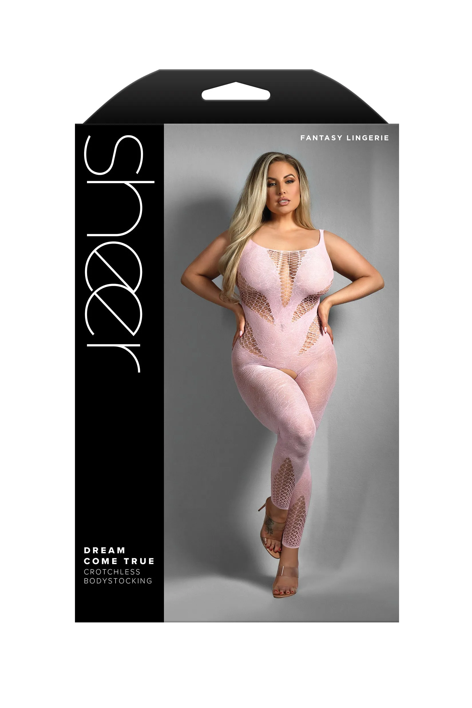 Fantasy Sheer Queen Dream Come True Crotchless Bodystocking Baby Pink