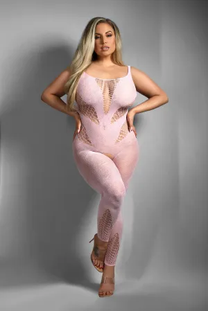 Fantasy Sheer Queen Dream Come True Crotchless Bodystocking Baby Pink