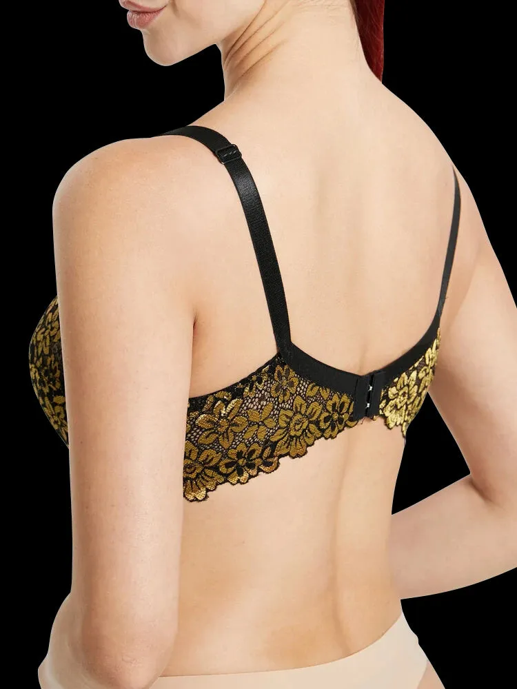Floral Embroidered Underwire Patchwork Transparent  Breathable Comfy Bras