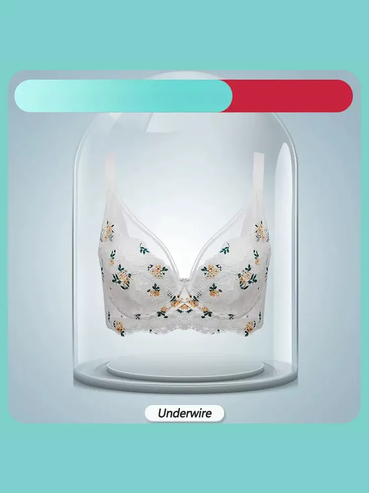 Floral Pattern Thin Side Support Minimizer Bra