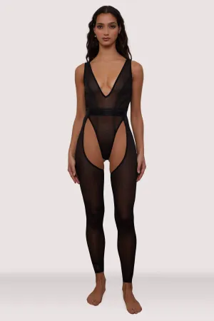 Gigi Black Mesh Festival Catsuit