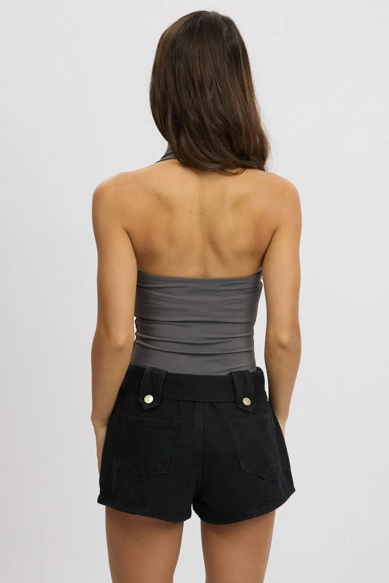 Grey Halter Bodysuit Supersoft