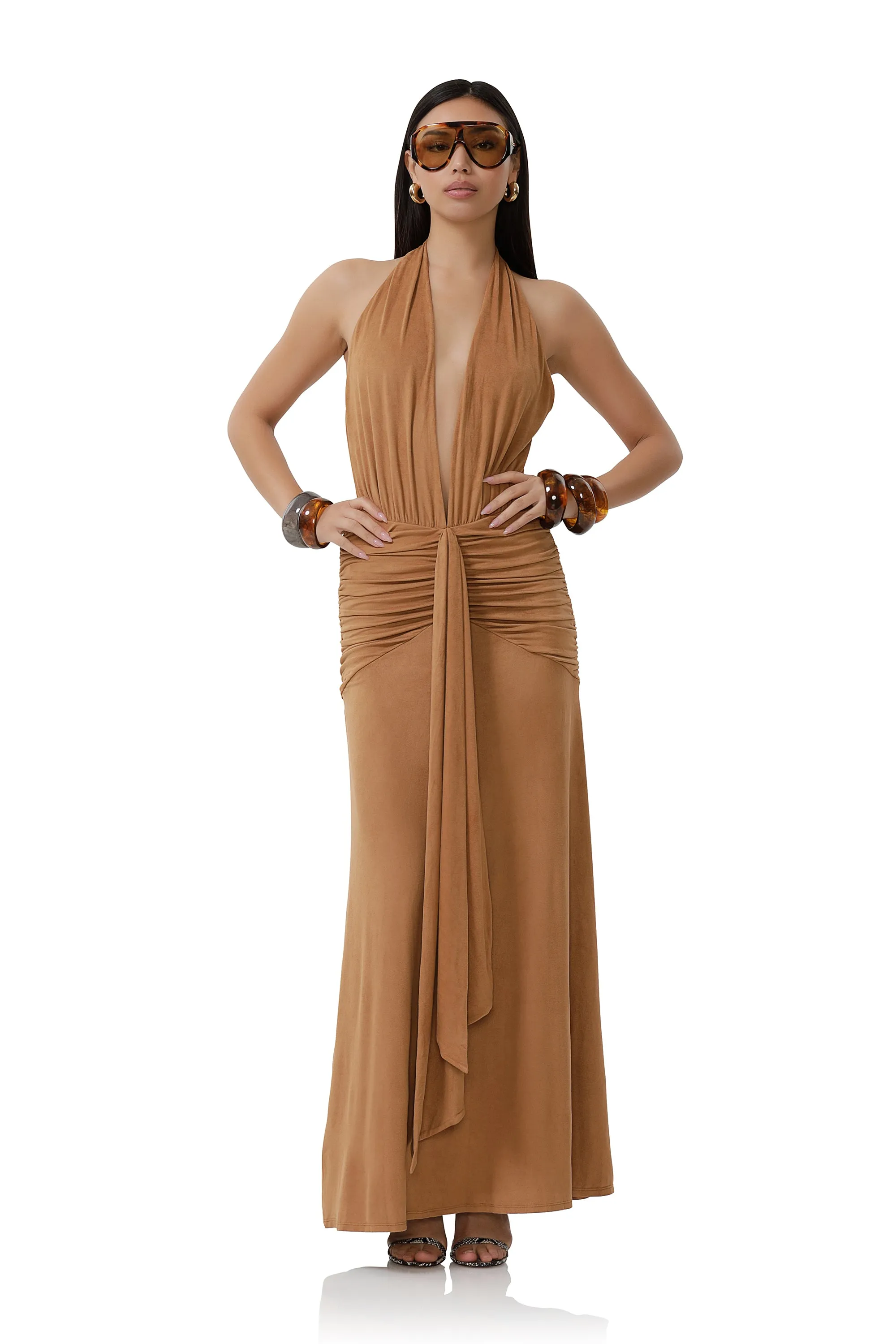 Heidi Suede Dress - Caramel