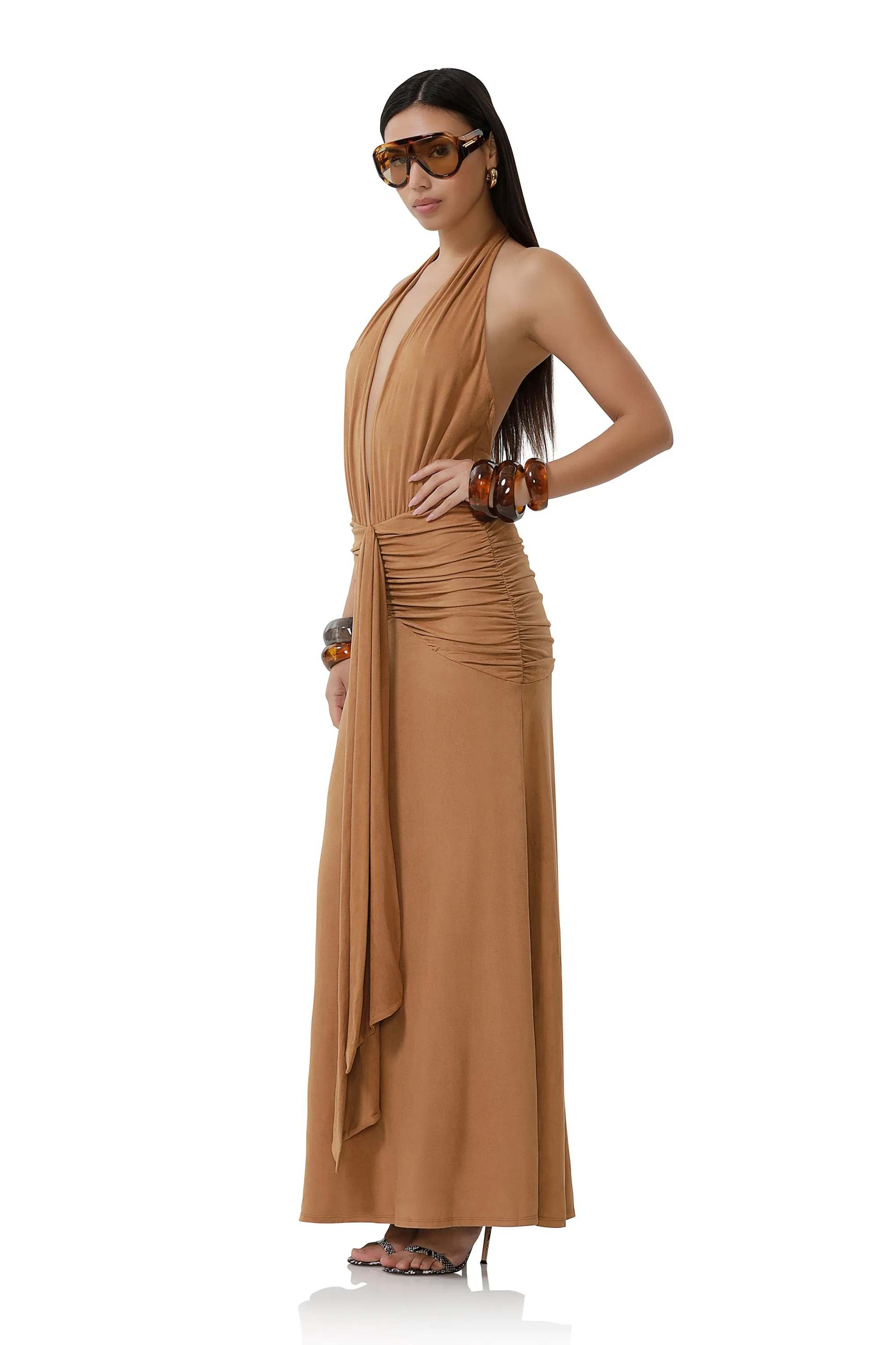 Heidi Suede Dress - Caramel
