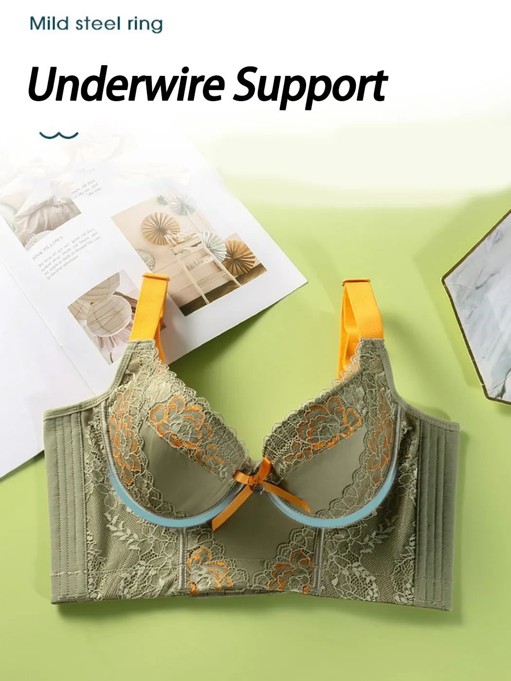 Heightened Side Support Push-up Underwire Bra