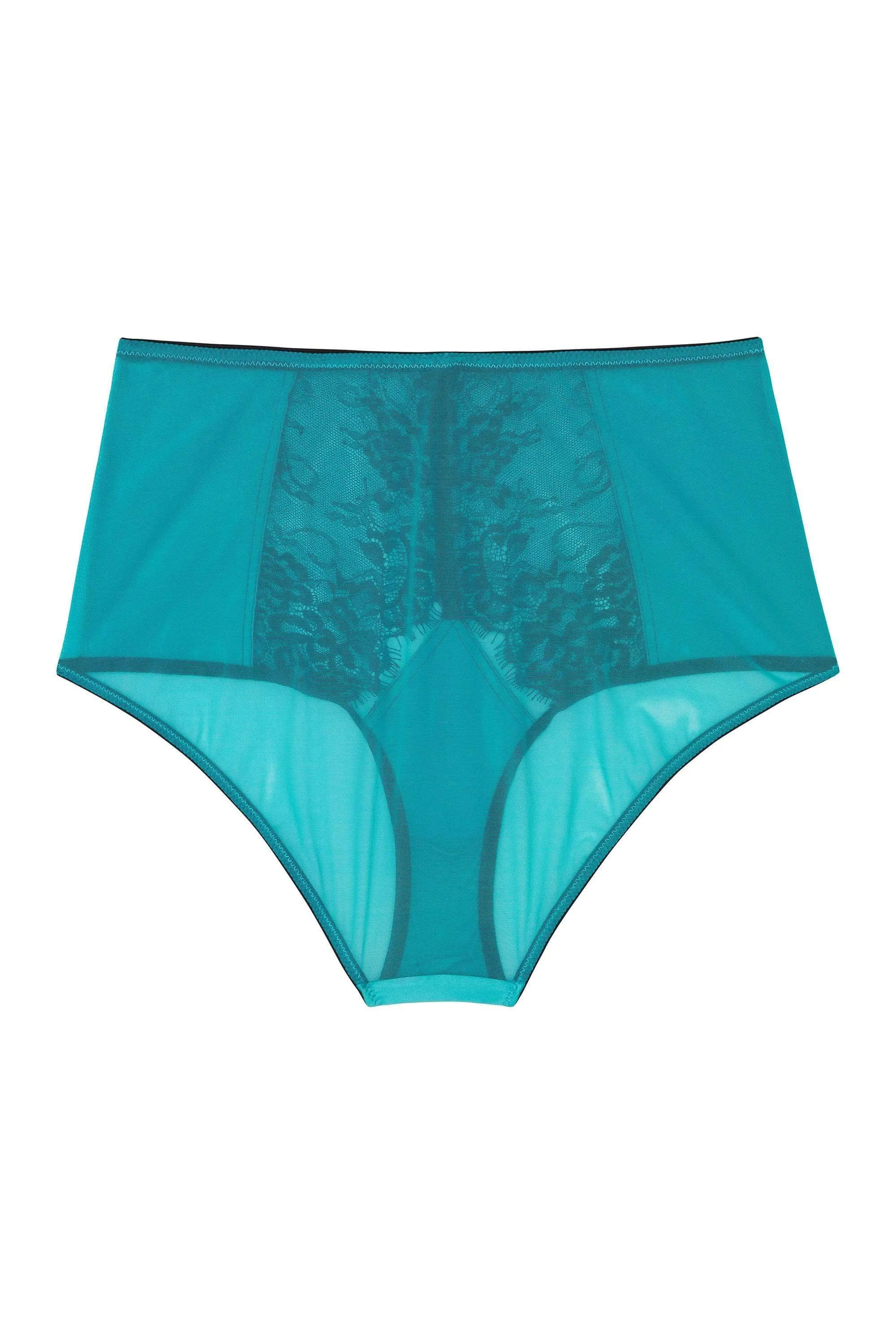 Henrietta Teal Lace Overlay High Waist Brief