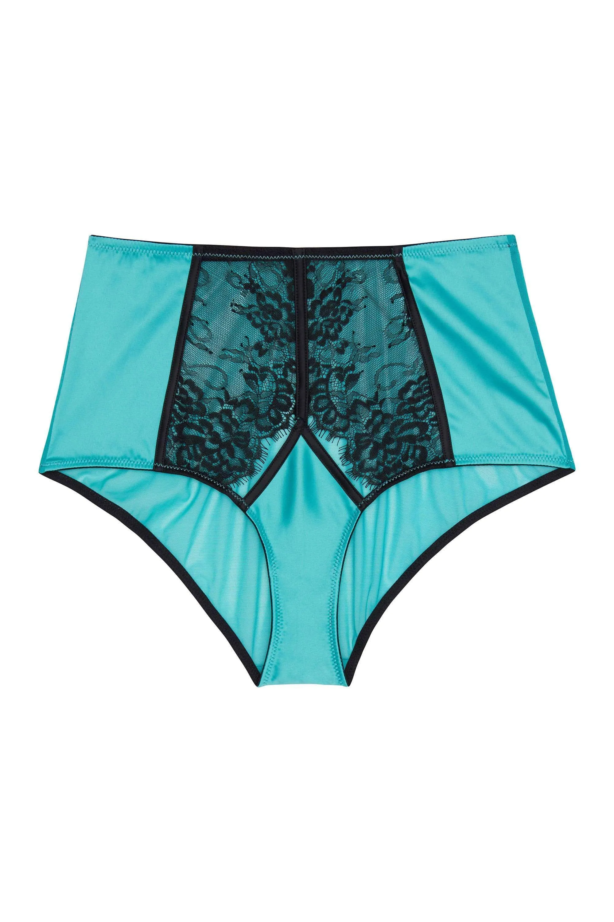 Henrietta Teal Lace Overlay High Waist Brief