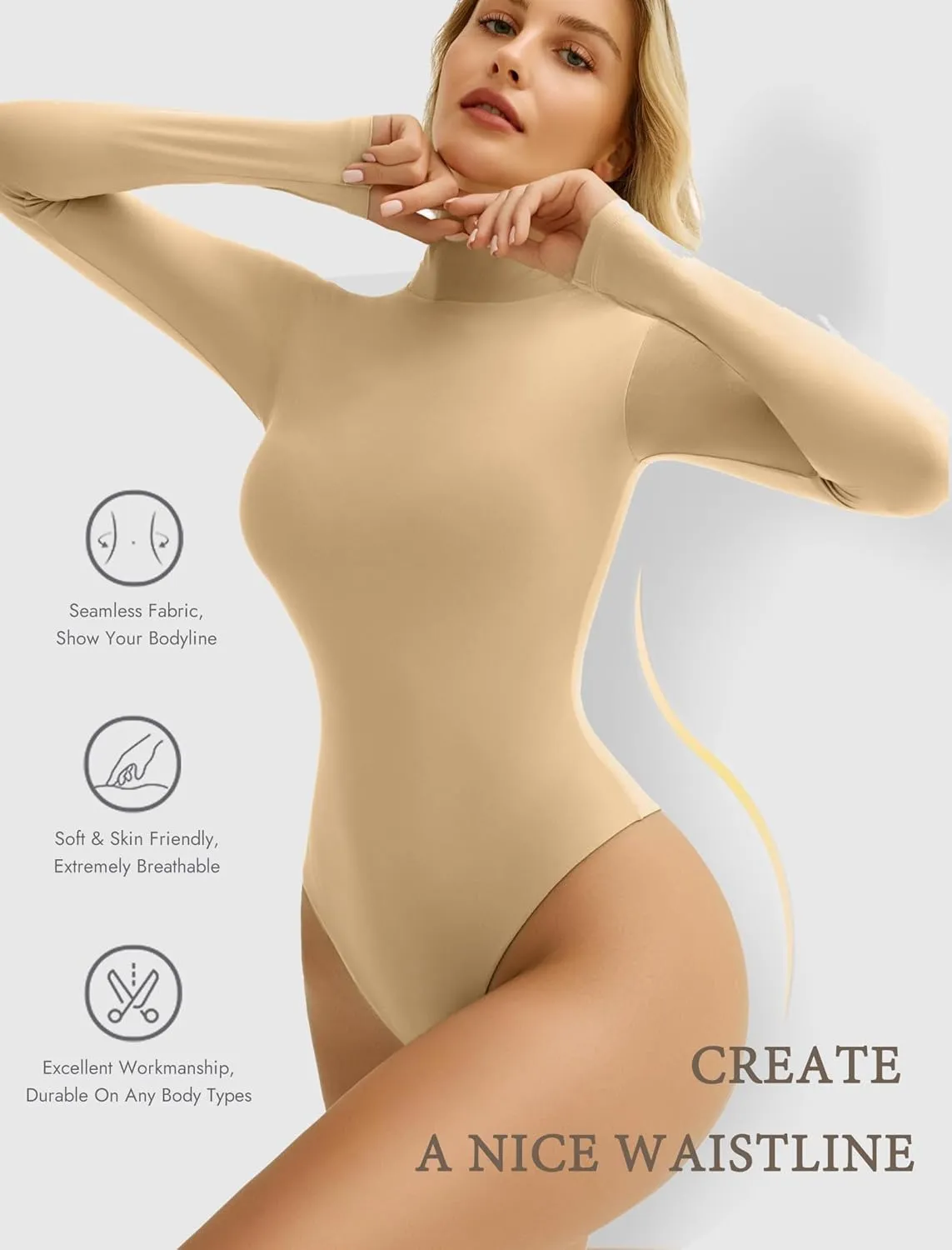 High Neck Snap Closure Soft Bodysuit Shapewear