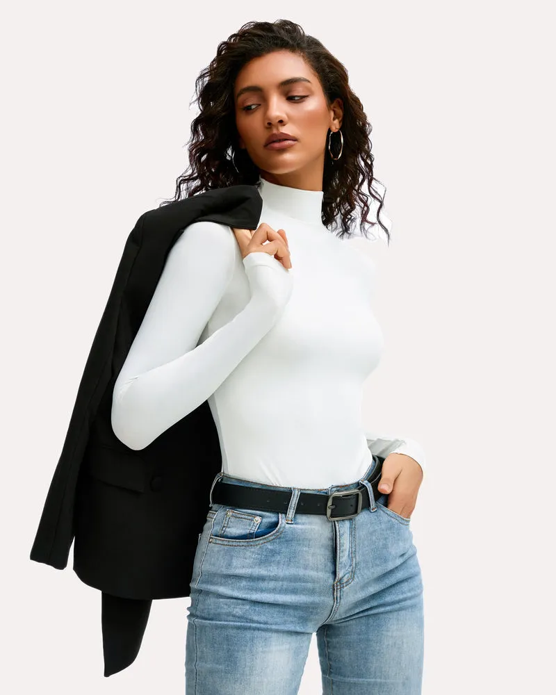 High Neck Snap Closure Soft Bodysuit Shapewear