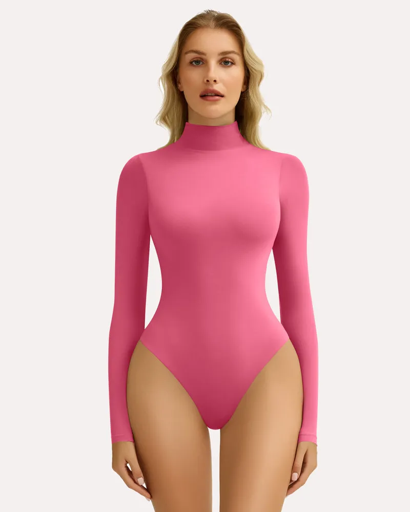 High Neck Snap Closure Soft Bodysuit Shapewear