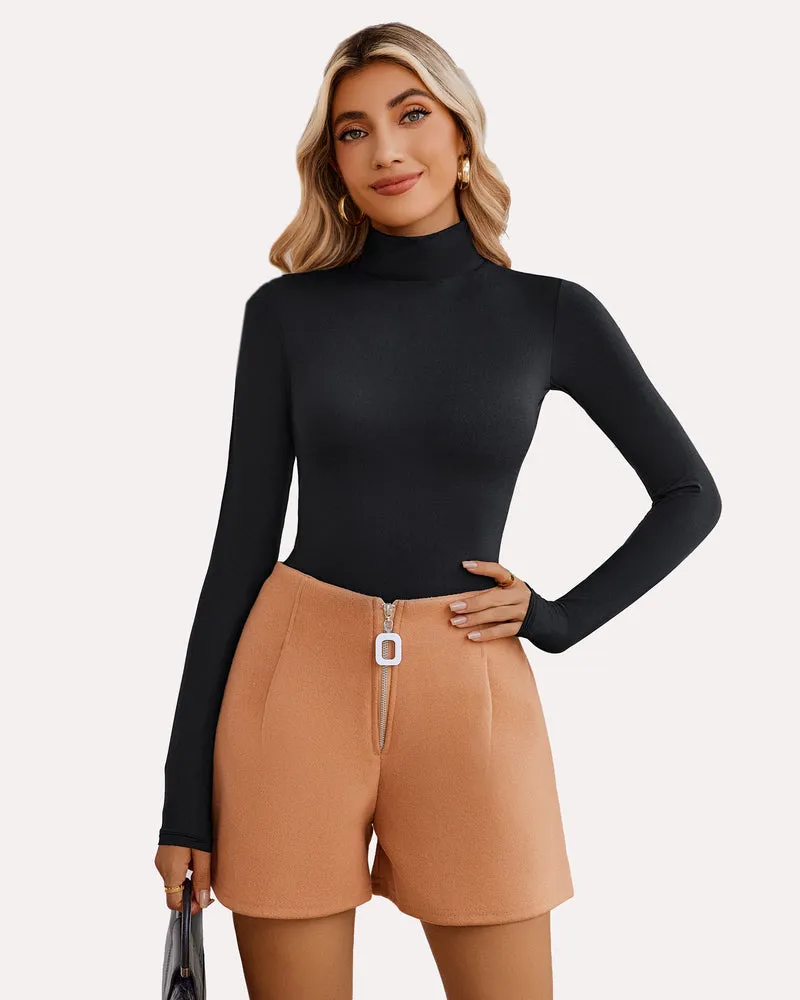 High Neck Snap Closure Soft Bodysuit Shapewear