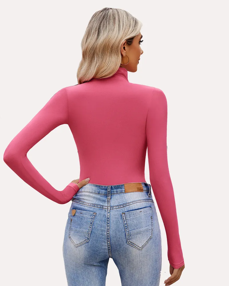 High Neck Snap Closure Soft Bodysuit Shapewear