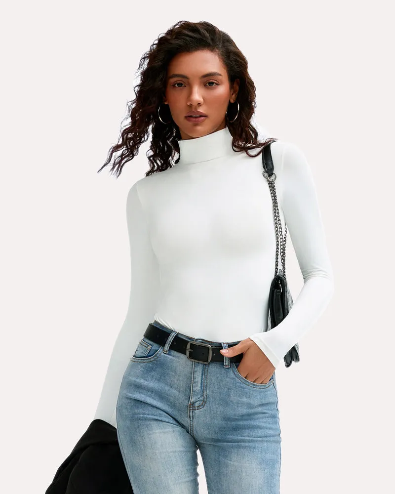 High Neck Snap Closure Soft Bodysuit Shapewear