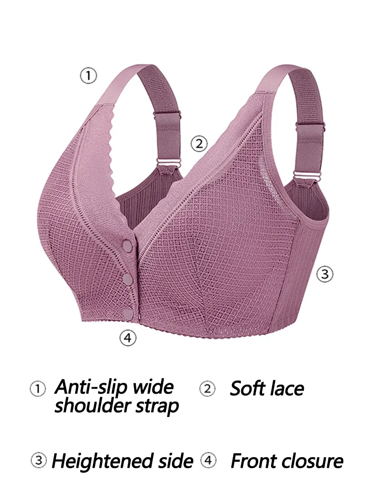High Stretch Lace Front Button Wireless Bra