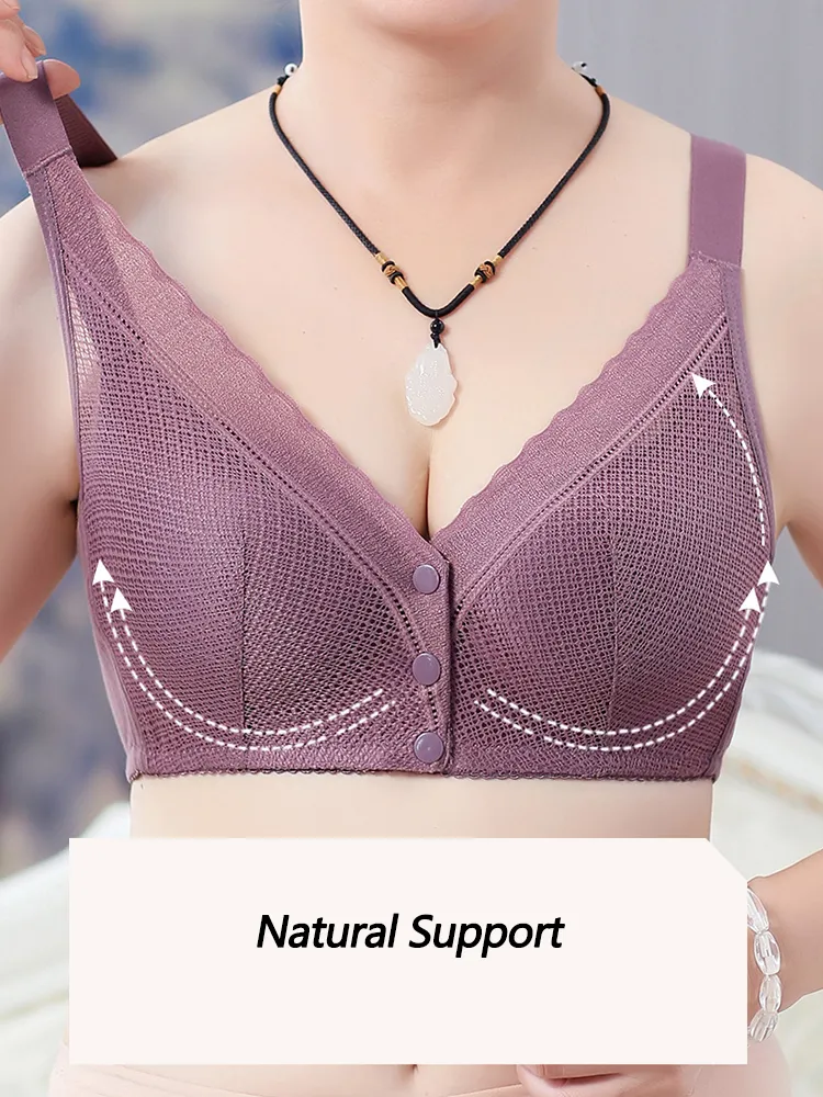 High Stretch Lace Front Button Wireless Bra