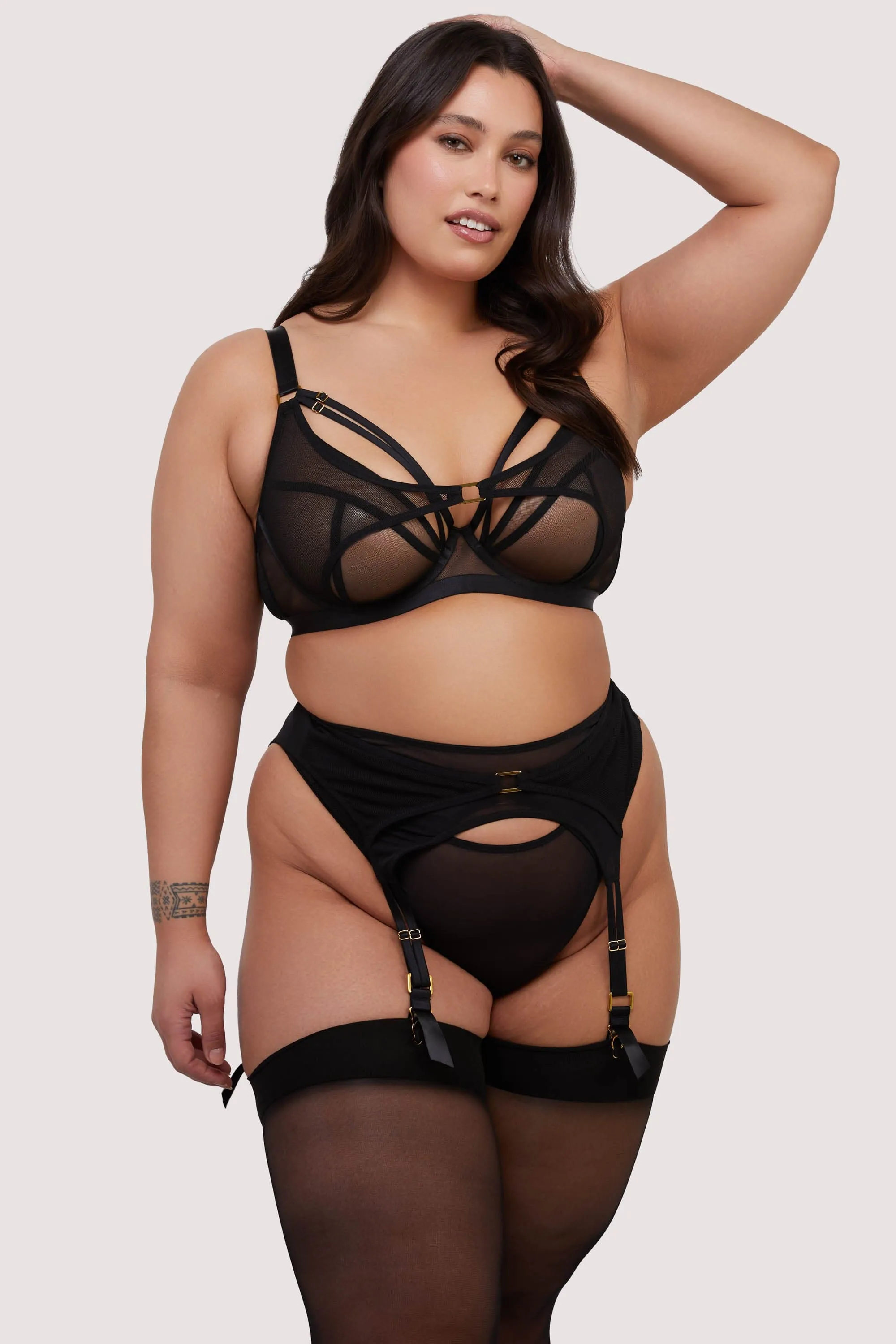 Holland Strappy Fishnet and Mesh Suspender Belt
