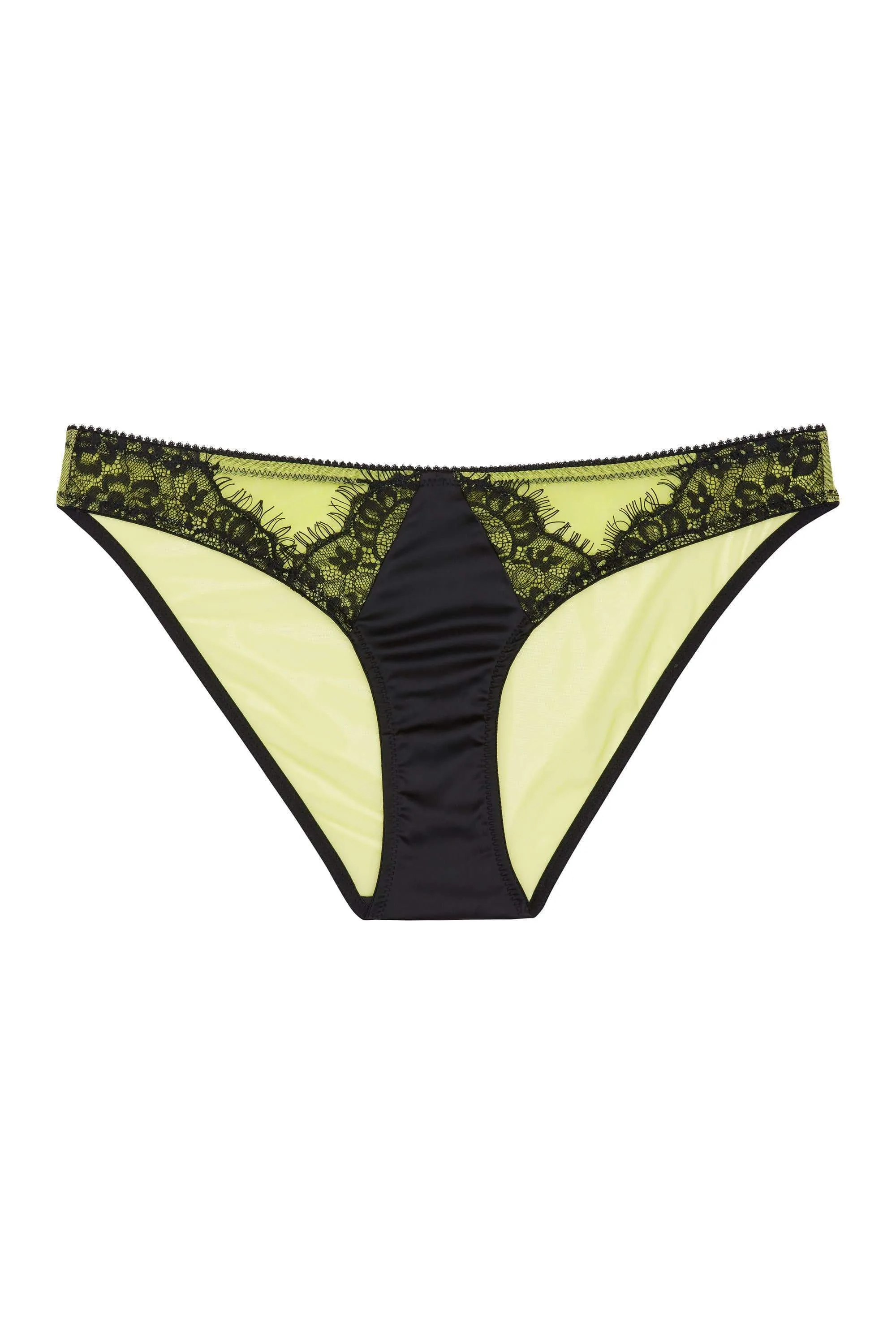 Indigo Lime Satin and Lace Picot Brief