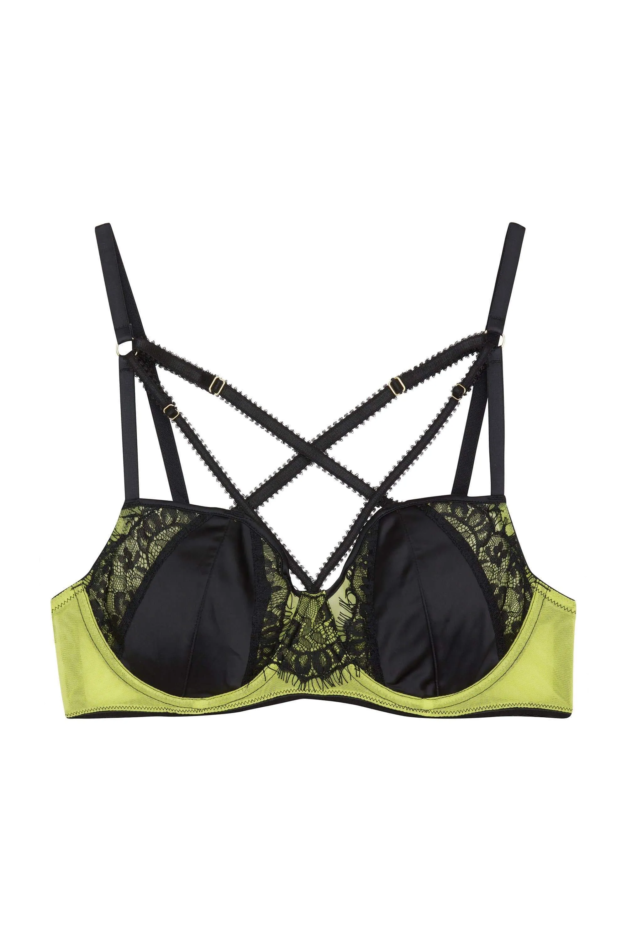 Indigo Lime Strappy Picot Plunge Bra