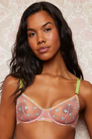 Jaime Embroidered Underwire Bra Pink