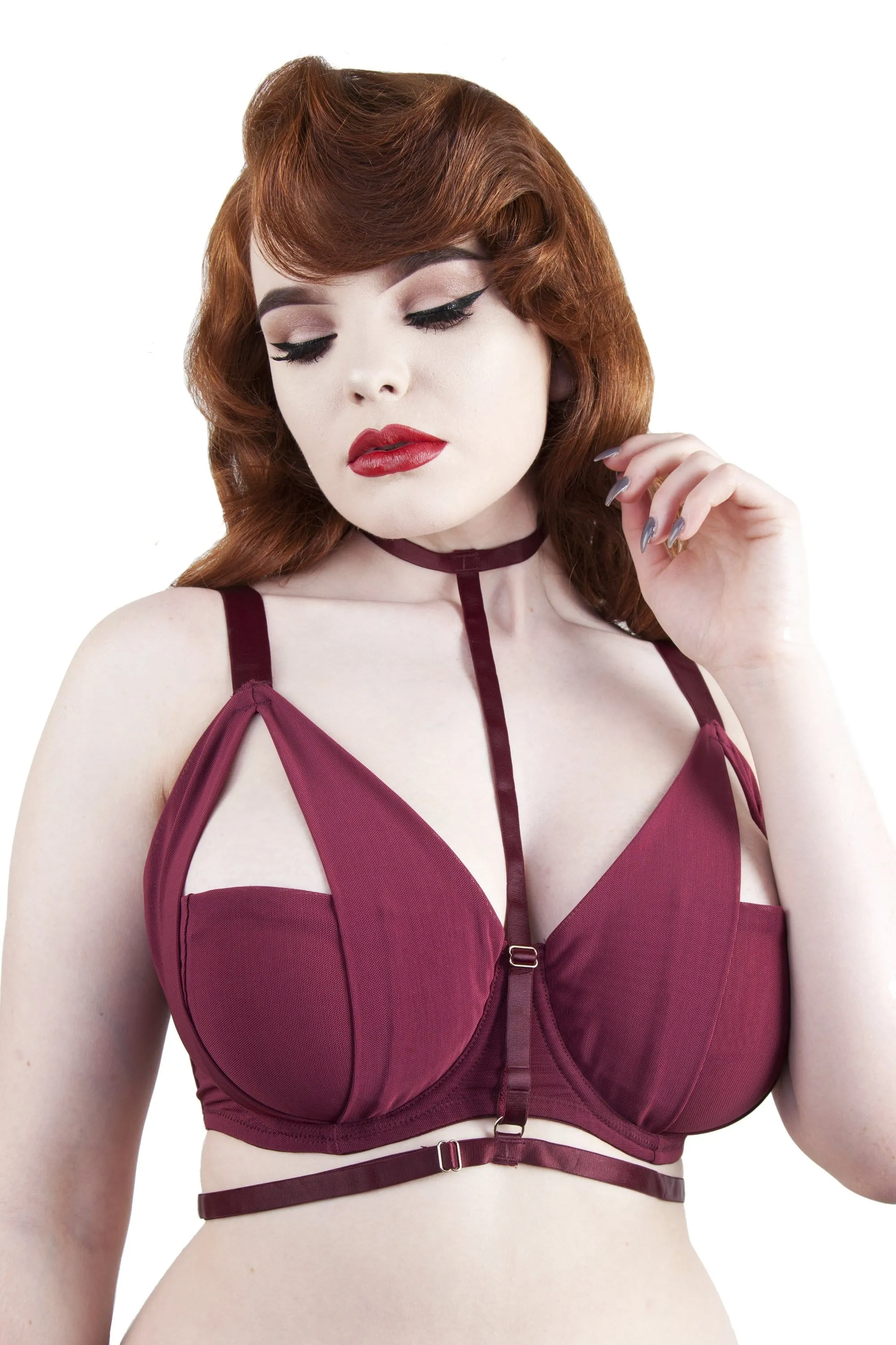 Juliet Wine Harness Bra DD-G