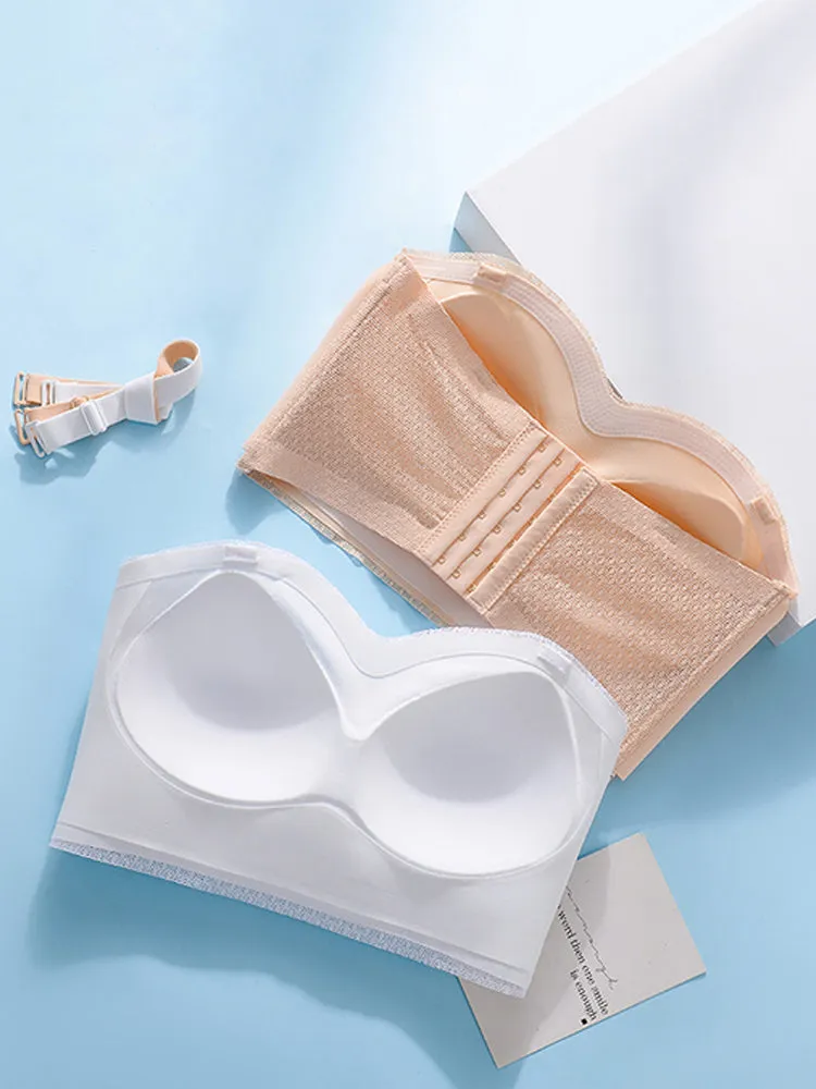 Lace Adjustable Push Up Non-Slip Strapless Bras